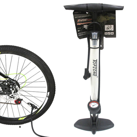 1 High Pressure Bicycle Hand Pump Floor Portable Ball Pump Air Max 120 PSI Gauge