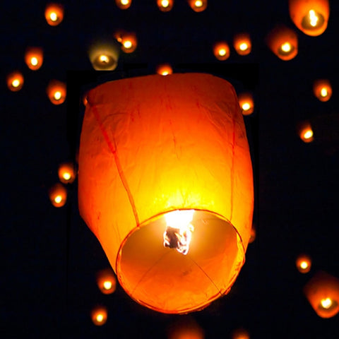 50pcs Flying Candle Sky Lanterns Paper Chinese Floating Lantern for Party Wedding White