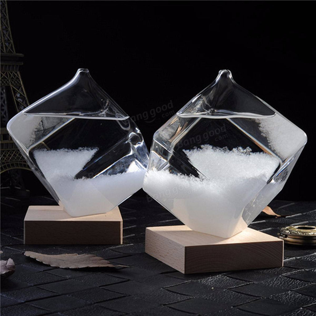 Weather Forecast Crystal Storm Glass Cube Shape Forecaster Bottle Baro ...