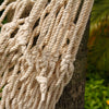 Image of Hammock Hanging Swing Cotton Rope Chair with Wood Stretcher Outdoor