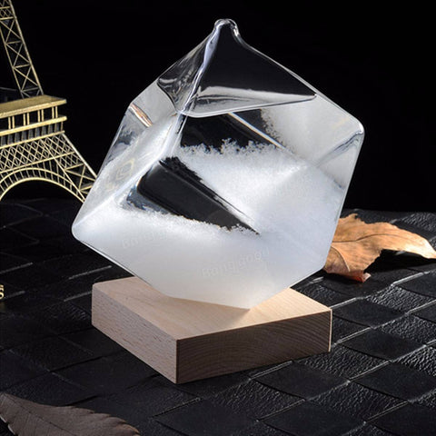 Weather Forecast Crystal Storm Glass Cube Shape Forecaster Bottle Barometer Decor Gift