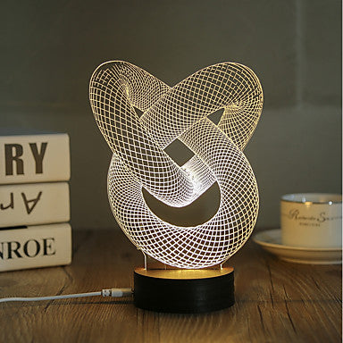 1 Set, Popular Home Acrylic 3D Night Light LED Table Lamp USB Mood Lamp Gifts, Ring