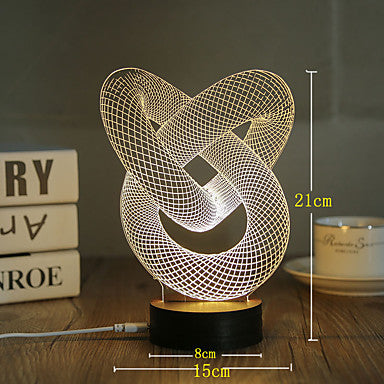 1 Set, Popular Home Acrylic 3D Night Light LED Table Lamp USB Mood Lamp Gifts, Ring