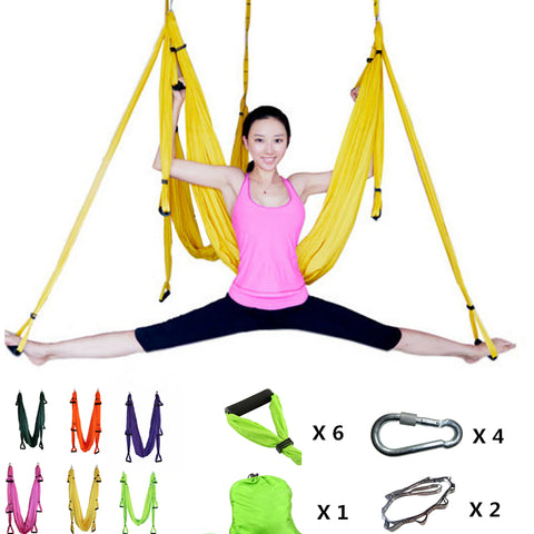 Aerial Yoga Swing - Ultra Strong Antigravity Yoga Hammock/Trapeze/Sling for Air Yoga Inversion Exercises - 2 Extensions Straps