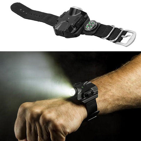 Outdoor Multi Tools Pocket Rechargeable Waterproof LED Wrist Watch Light # - Gadget Druggie