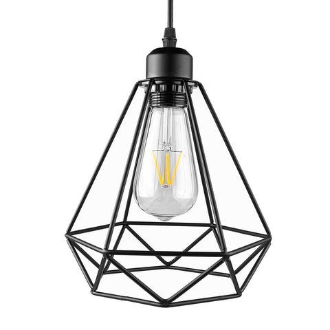 Industrial Vintage Diamond Cage Pendant Light Sconce Hanging Droplight Lamp E27 Socket AC 85-240V (no bulb included)