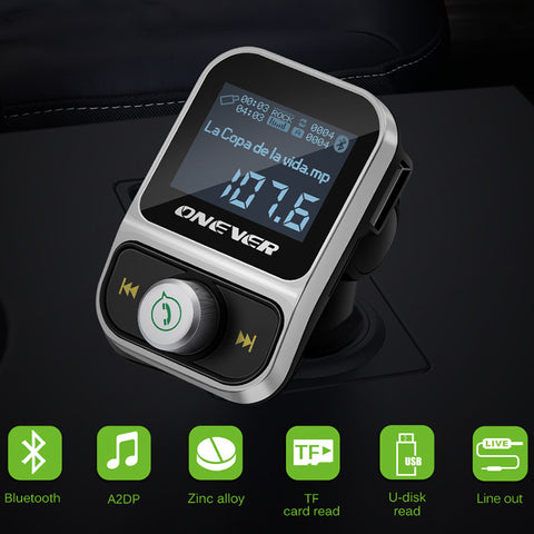 Onever Car MP3 Player FM Transmitter Wireless Bluetooth FM Modulator Handsfree Car Kit LCD Radio Audio 3.5mm AUX Adatper FLAC