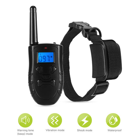 300M Remote Control Pet Dog Training Collar With 99 Levels of Vibrating & Shock with Sound / Light Mode Waterproof IP67 Rechargeable LCD Electric Remote Training Shock Collar US Plug/EU PLUG