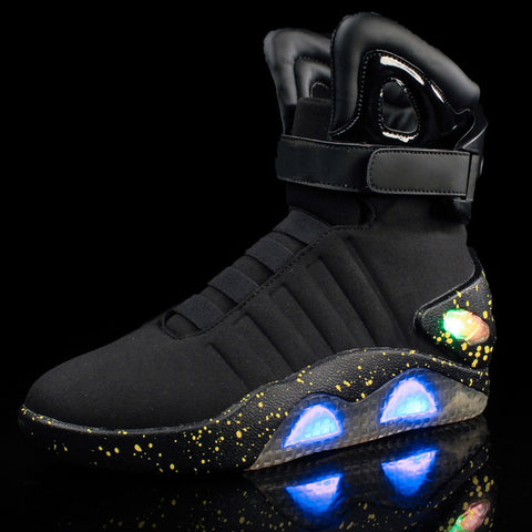 Adults USB Charging Led luminous Shoes For Men's Fashion Light Up Casual Men back to the Future Glowing Sneakers Free shipping