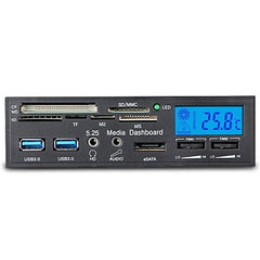 5.25 Inch 6 in 1 USB 3.0 Multi-function LCD Fan Controller Panel Media Dashboard Card Reader